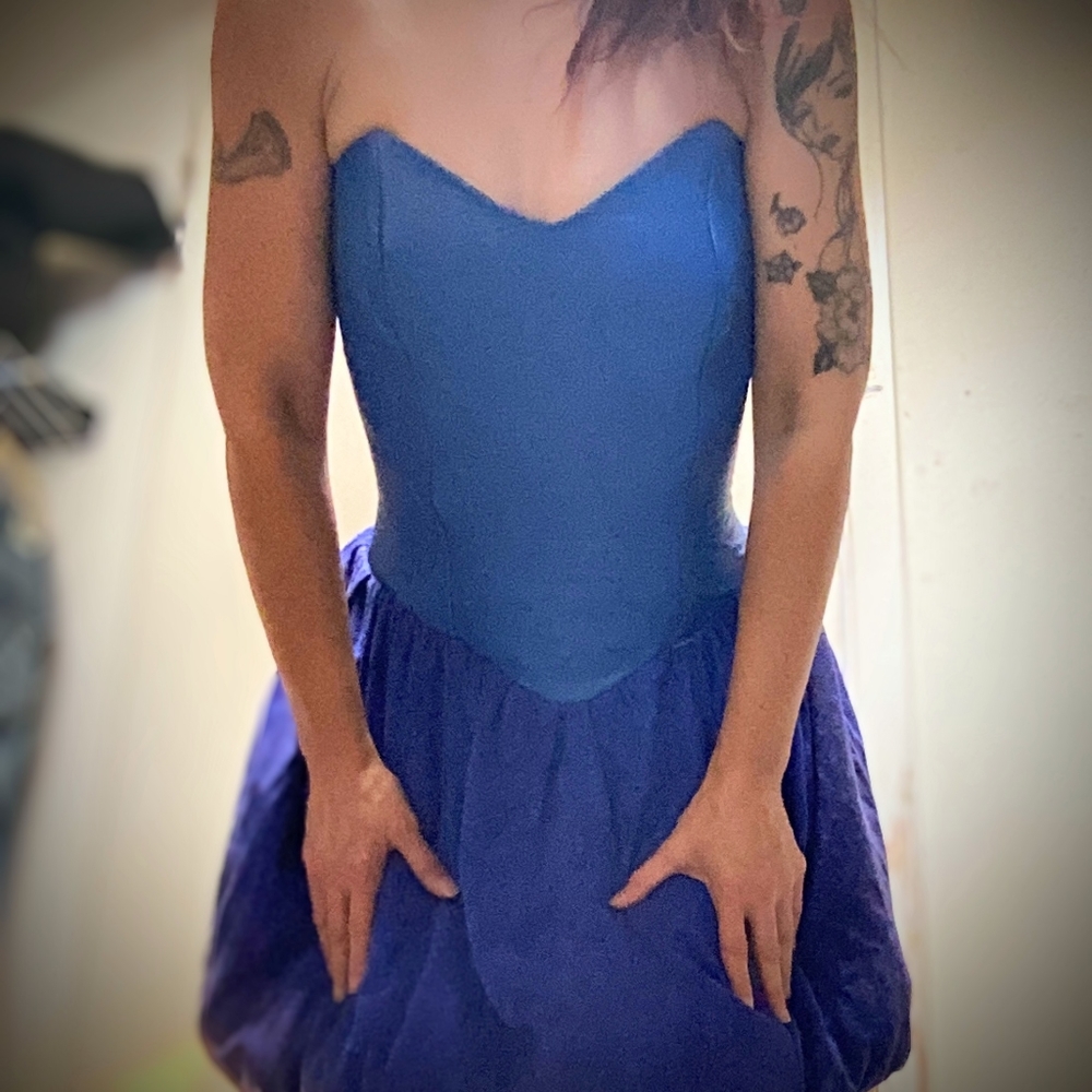 Vintage Firenze Santa Barbara Blue Leather Dress, size S